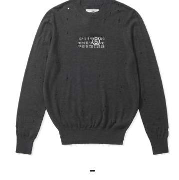 마르지엘라 25 한정판 MM6 넘버링 자카드 디스트로이드 니트 A13603