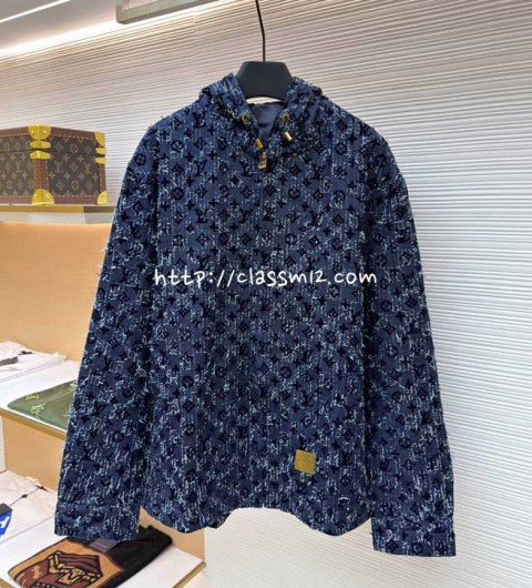 루이비통 25 한정판 남여공용 긴팔 후드 청자켓 A13679