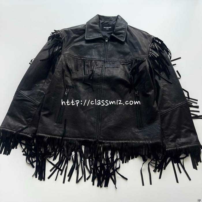 발렌시아가 25 한정판 소가죽 카프스킨 긴팔 자켓 A13759