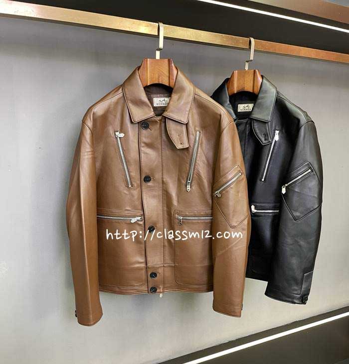 에르메스 25 한정판 양가죽 램스킨 긴팔 자켓 A13792