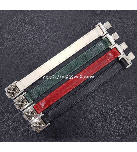 크롬하츠 25 한정판 남여공용 소가죽 카프스킨 실버 925 팔찌 D3208