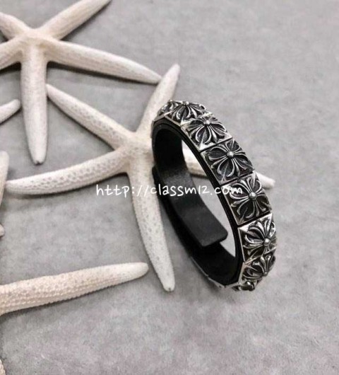 크롬하츠 25 한정판 남여공용 소가죽 카프스킨 실버 925 팔찌 D3209