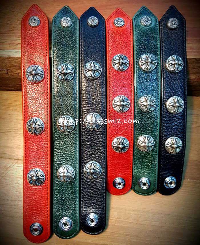 크롬하츠 25 한정판 남여공용 소가죽 카프스킨 실버 925 팔찌 D3210