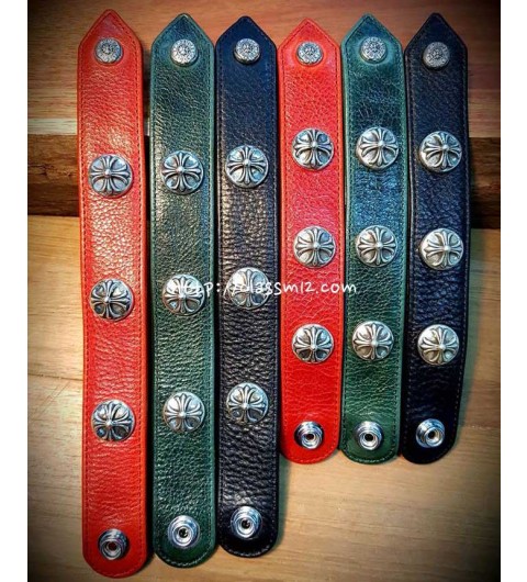 크롬하츠 25 한정판 남여공용 소가죽 카프스킨 실버 925 팔찌 D3210