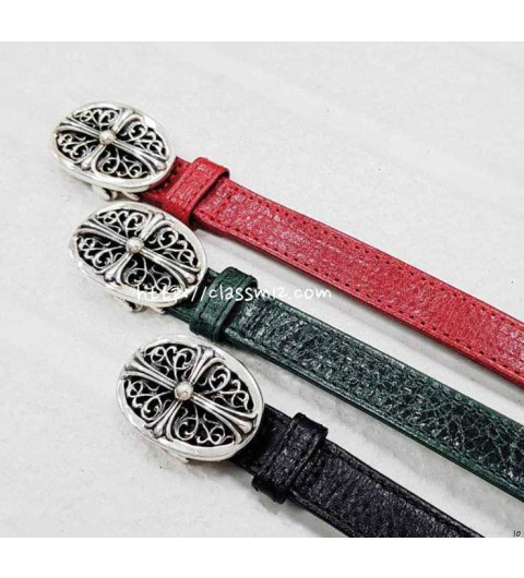 크롬하츠 25 한정판 남여공용 소가죽 카프스킨 실버 925 팔찌 D3211