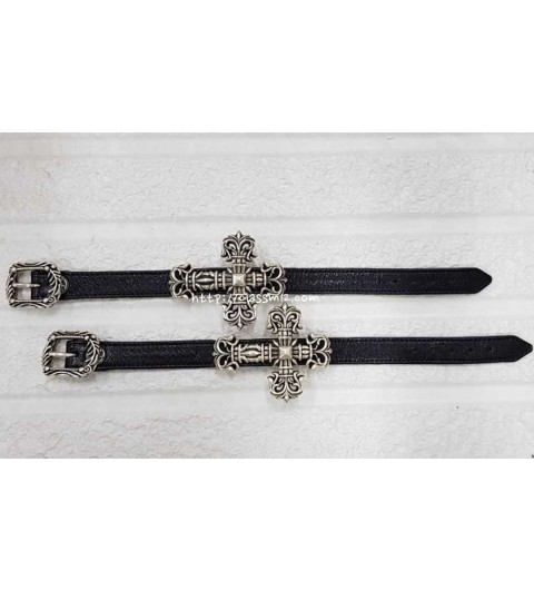 크롬하츠 25 한정판 남여공용 소가죽 카프스킨 실버 925 팔찌 D3213