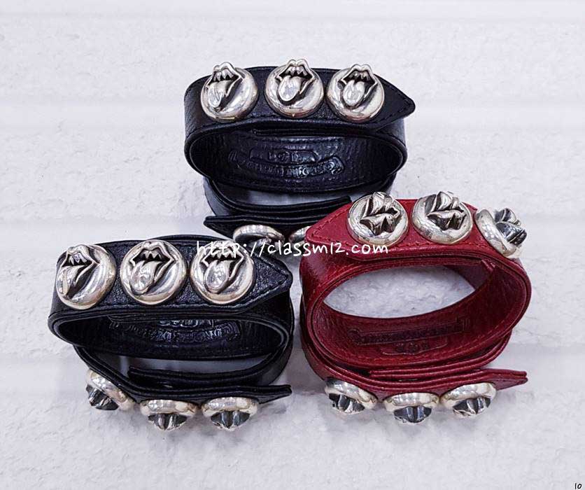 크롬하츠 25 한정판 남여공용 소가죽 카프스킨 실버 925 팔찌 D3215