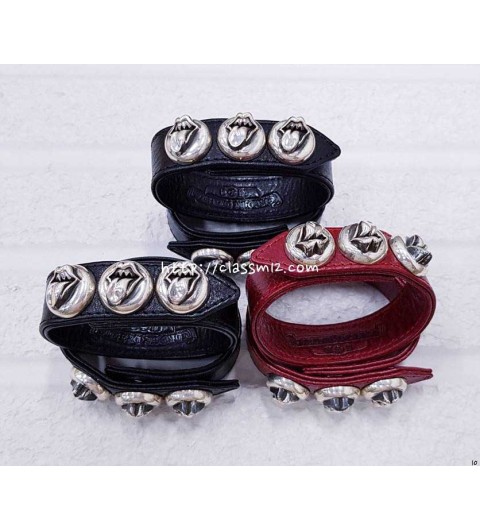 크롬하츠 25 한정판 남여공용 소가죽 카프스킨 실버 925 팔찌 D3215