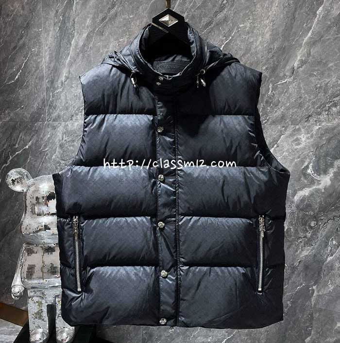 크롬하츠 25 한정판 민소매 패딩 후드 조끼 자켓 A13821