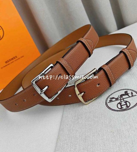 에르메스 25 한정판 3.5cm 소가죽 카프스킨 벨트 F1246