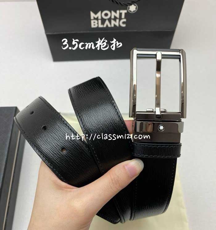 몽블랑 25 한정판 3.5cm 소가죽 카프스킨 벨트 F1247