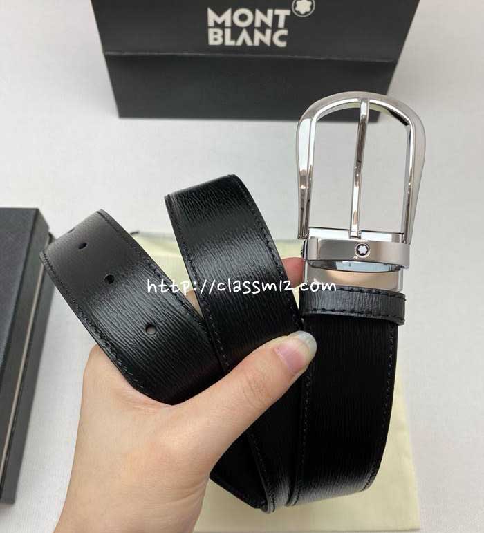 몽블랑 25 한정판 3.5cm 소가죽 카프스킨 벨트 F1249