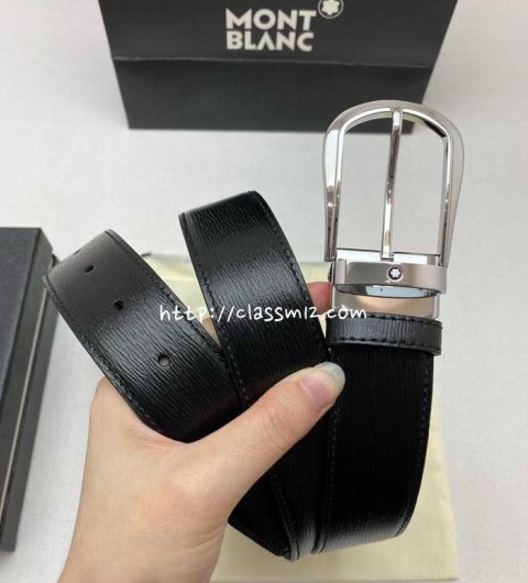 몽블랑 25 한정판 3.5cm 소가죽 카프스킨 벨트 F1249