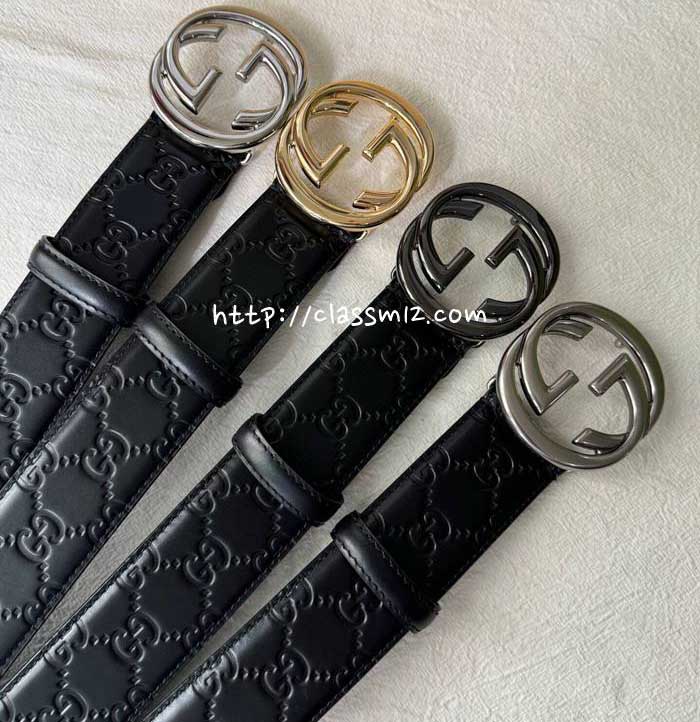 구찌 25 한정판 4.0cm signature 벨트 F1250