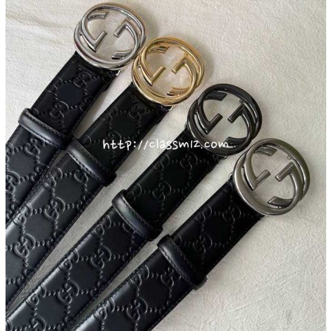 구찌 25 한정판 4.0cm signature 벨트 F1250