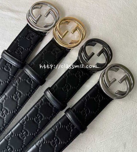 구찌 25 한정판 4.0cm signature 벨트 F1250