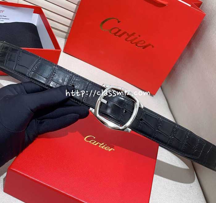 까르띠에 25 한정판 양면 3.5cm 소가죽 카프스킨 벨트 F1252