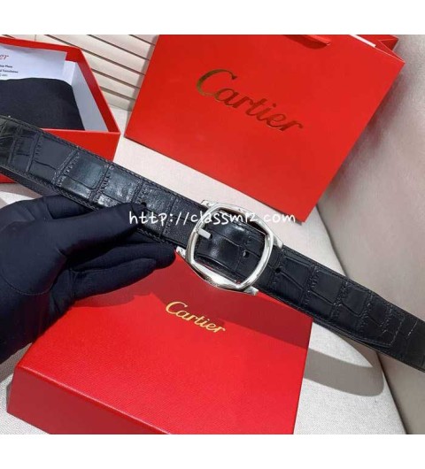 까르띠에 25 한정판 양면 3.5cm 소가죽 카프스킨 벨트 F1252