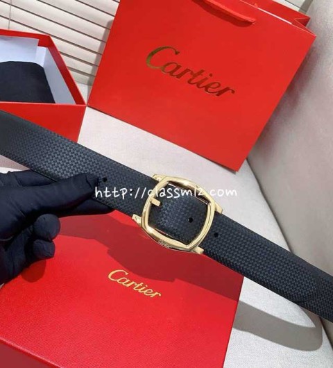 까르띠에 25 한정판 양면 3.5cm 소가죽 카프스킨 벨트 F1253
