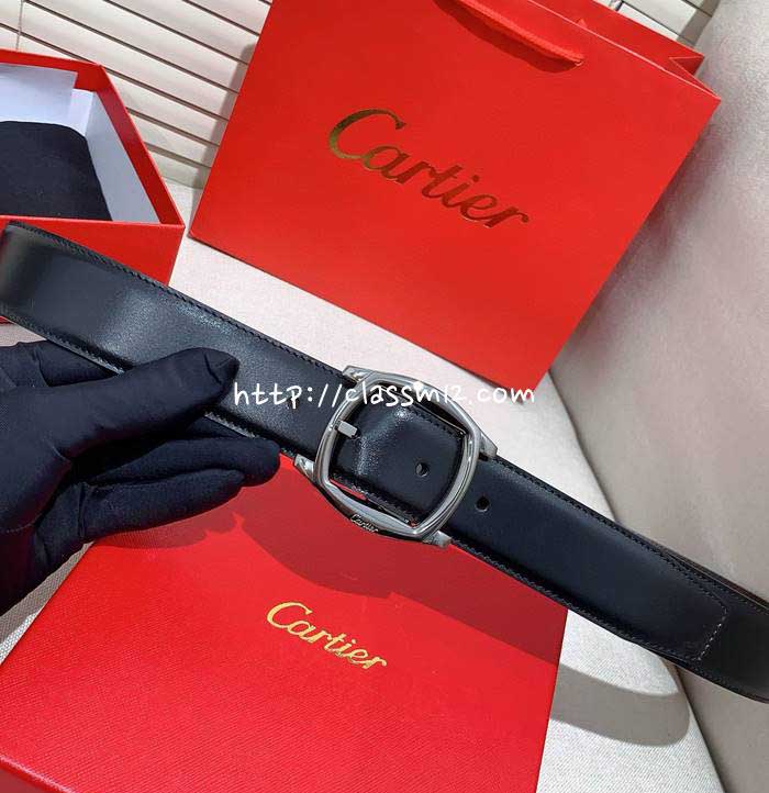 까르띠에 25 한정판 양면 3.5cm 소가죽 카프스킨 벨트 F1254