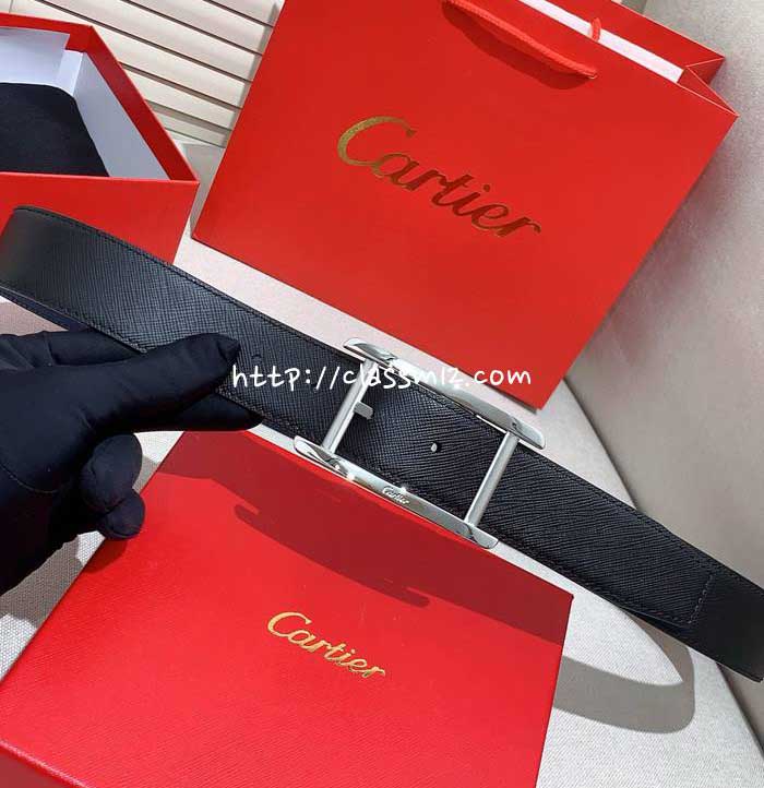 까르띠에 25 한정판 양면 3.5cm 소가죽 카프스킨 벨트 F1255