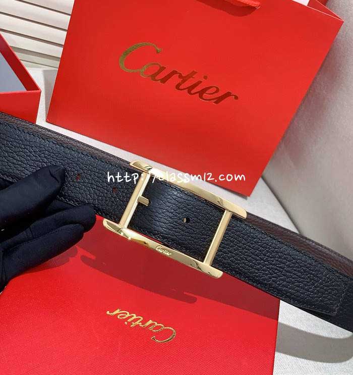 까르띠에 25 한정판 양면 3.5cm 소가죽 카프스킨 벨트 F1256