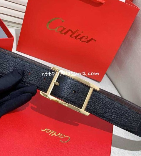 까르띠에 25 한정판 양면 3.5cm 소가죽 카프스킨 벨트 F1256