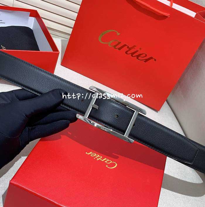 까르띠에 25 한정판 양면 3.5cm 소가죽 카프스킨 벨트 F1257