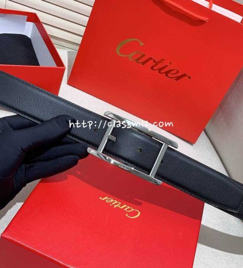 까르띠에 25 한정판 양면 3.5cm 소가죽 카프스킨 벨트 F1257