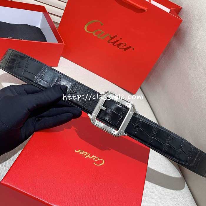 까르띠에 25 한정판 양면 3.5cm 소가죽 카프스킨 벨트 F1258