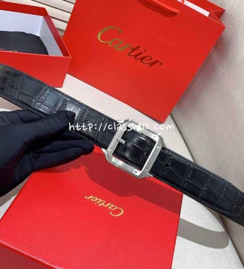 까르띠에 25 한정판 양면 3.5cm 소가죽 카프스킨 벨트 F1258