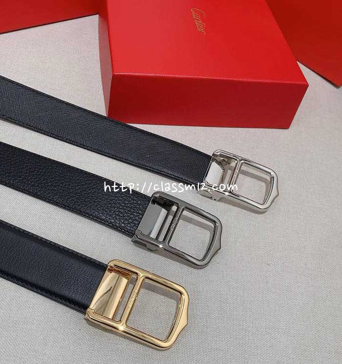 까르띠에 25 한정판 양면 3.5cm 소가죽 카프스킨 벨트 F1261