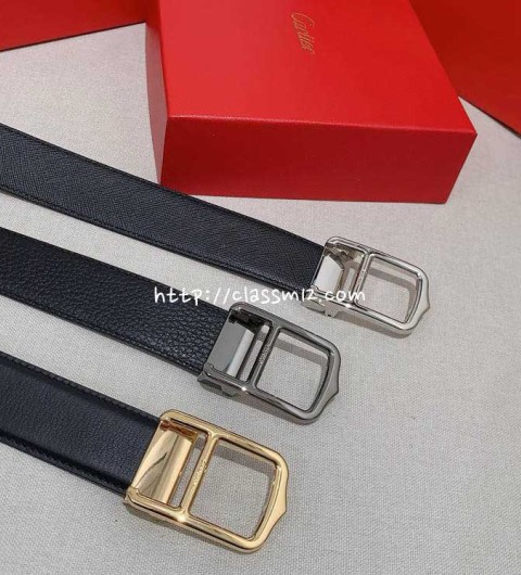 까르띠에 25 한정판 양면 3.5cm 소가죽 카프스킨 벨트 F1261