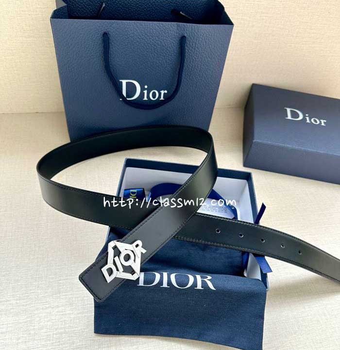 디올 25 한정판 양면 3.5cm 소가죽 카프스킨 벨트 F1266
