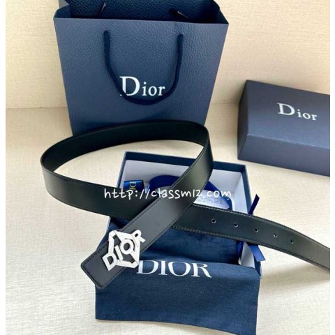 디올 25 한정판 양면 3.5cm 소가죽 카프스킨 벨트 F1266