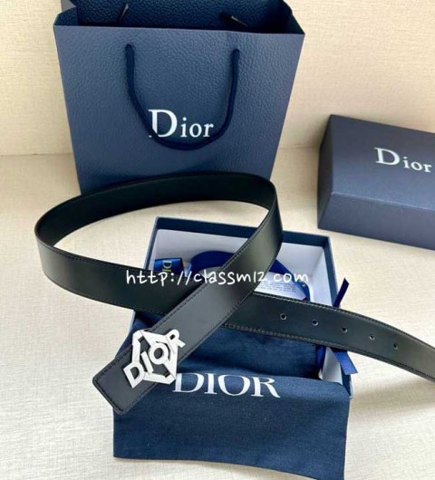 디올 25 한정판 양면 3.5cm 소가죽 카프스킨 벨트 F1266