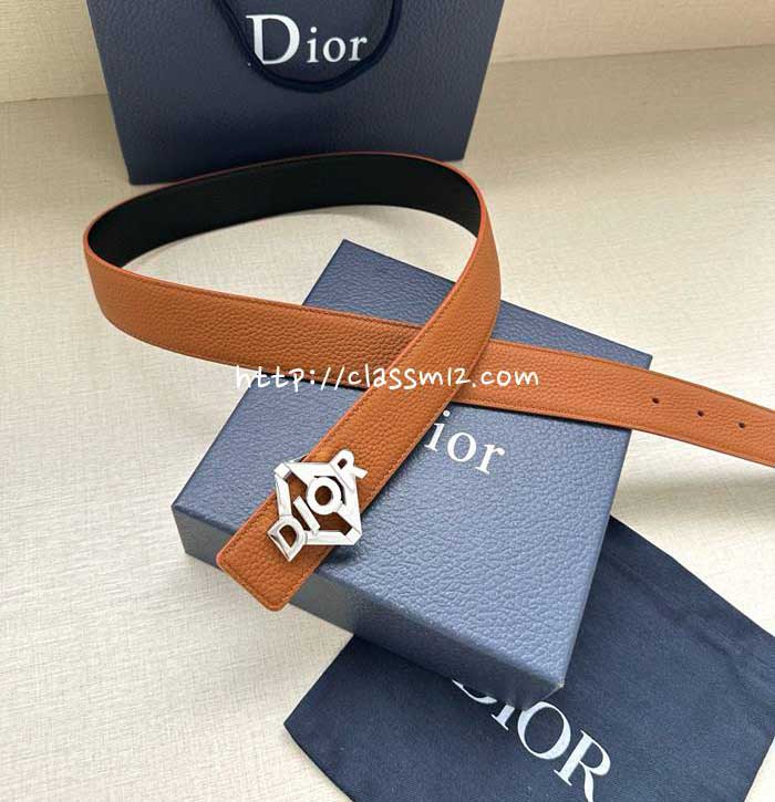 디올 25 한정판 양면 3.5cm 소가죽 카프스킨 벨트 F1267