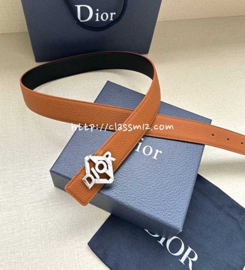 디올 25 한정판 양면 3.5cm 소가죽 카프스킨 벨트 F1267