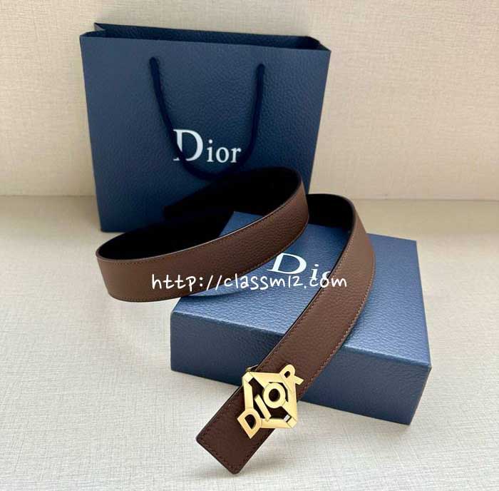 디올 25 한정판 양면 3.5cm 소가죽 카프스킨 벨트 F1268
