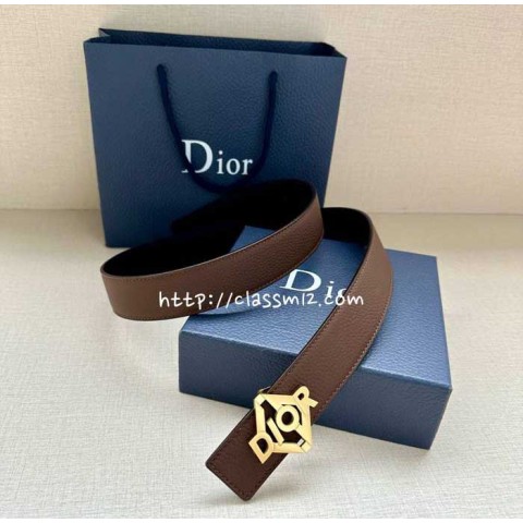 디올 25 한정판 양면 3.5cm 소가죽 카프스킨 벨트 F1268