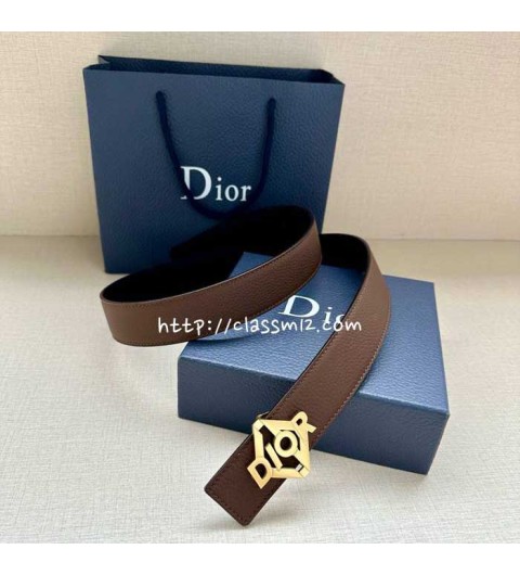 디올 25 한정판 양면 3.5cm 소가죽 카프스킨 벨트 F1268