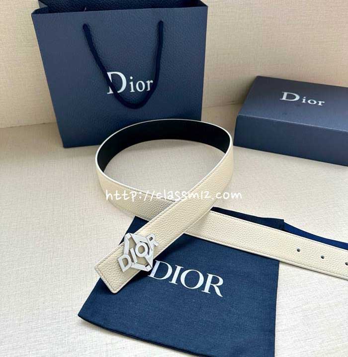 디올 25 한정판 양면 3.5cm 소가죽 카프스킨 벨트 F1269