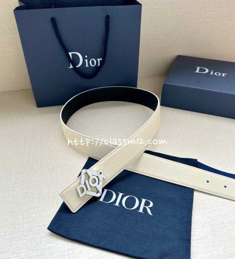 디올 25 한정판 양면 3.5cm 소가죽 카프스킨 벨트 F1269