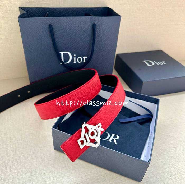 디올 25 한정판 양면 3.5cm 소가죽 카프스킨 벨트 F1271