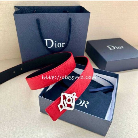 디올 25 한정판 양면 3.5cm 소가죽 카프스킨 벨트 F1271