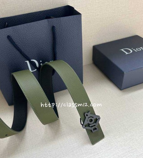 디올 25 한정판 양면 3.5cm 소가죽 카프스킨 벨트 F1273