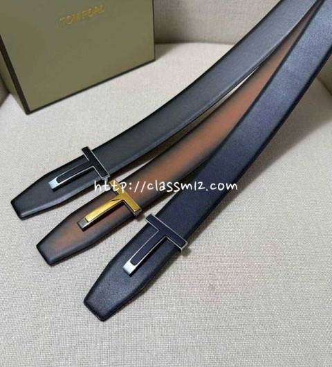 톰포드 25 한정판 양면 3.8cm 소가죽 카프스킨 벨트 F1275