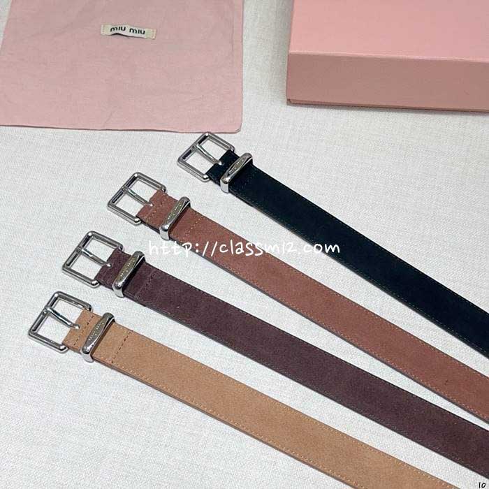 미우미우 25 한정판 3.0cm 소가죽 카프스킨 벨트 F1279