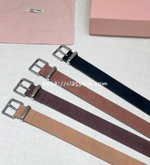 미우미우 25 한정판 3.0cm 소가죽 카프스킨 벨트 F1279
