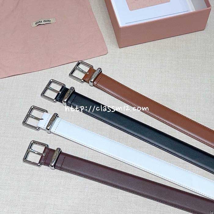 미우미우 25 한정판 3.0cm 소가죽 카프스킨 벨트 F1280